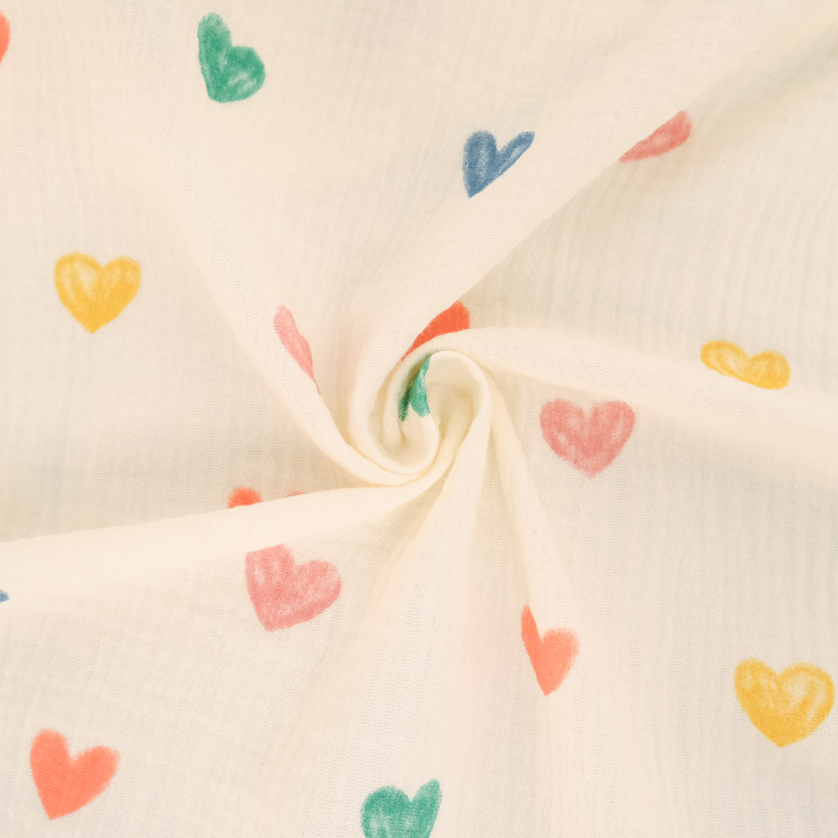 Tessuto a doppio strato con stampa a cuori multicolori - Maison Klem